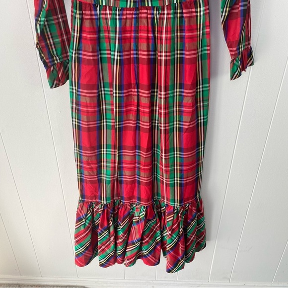 VTG Handmade Long Tartan PLAID Prairie Dress Christmas 70-80s Sz XS-S (17” PTP) - Picture 9 of 14